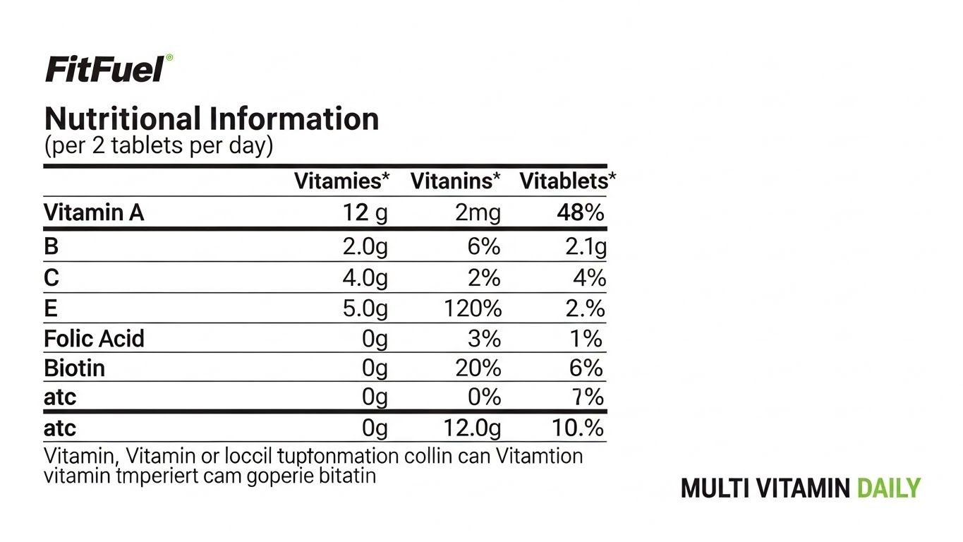 FitFuel マルチビタミン デイリー の栄養成分表